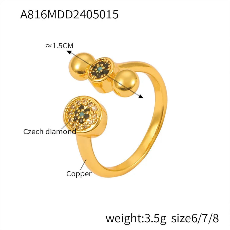 Tamxo™ Gold Plated Rhinestone Open Ring - Women's Luxury Finger Jewelry