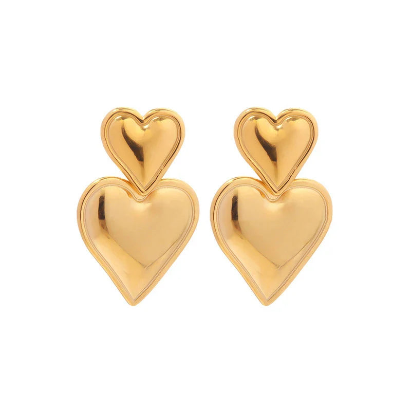 Tamxo™ 18K Gold Plated Stainless Steel Heart Drop Earrings for Women