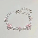Tamxo™ Crystal Cherry Blossom Bracelet - Sweet, Shiny Pink Flowers Zircon Bow Aesthetic