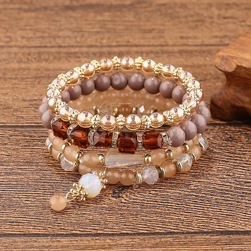 Boho Glass Bead Bracelet Set Stackable Dainty Jewelry by Tamxo™