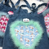 Tamxo™ Cinnamoroll Patchwork Denim Shoulder Bag | Heart Design Shopper Tote