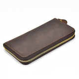 Tamxo™ Crazy Horse Leather Long Wallet with Double Interlayer for Phone, Cards, Coins, Cash