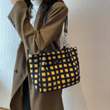 Tamxo™ Plush Plaid Canvas Shoulder Bag: Trendy Large Capacity Handbag for Women - 2024 New Collection.