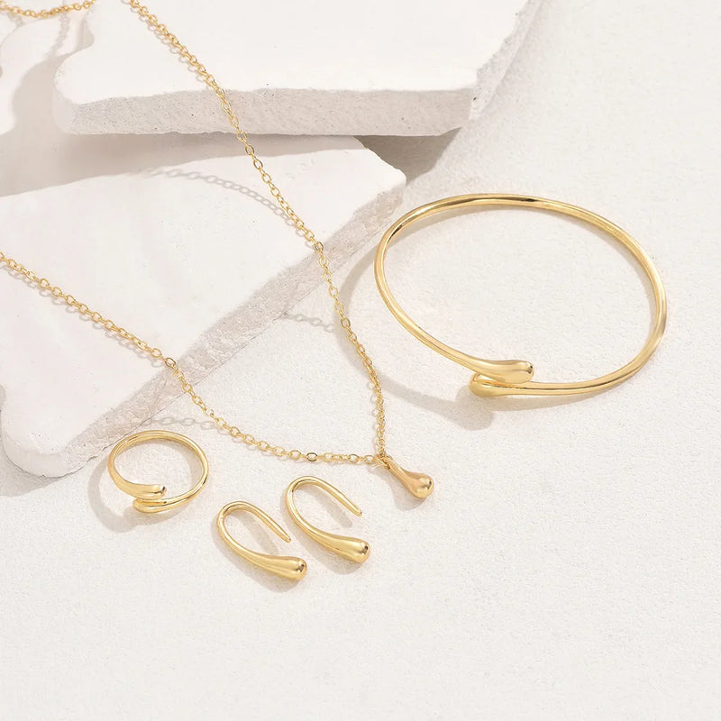 Tamxo™ Teardrop Earring Bracelet Ring Set - Sterling Silver Luxury Jewelry Gift