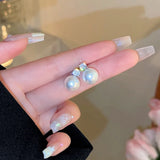 2024 Tamxo™ Gray Zircon Pearl Stud Earrings: Korean Fashion Water Drop Crystal Jewelry