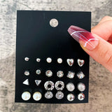 Tamxo™ 12 Pairs Cute Crystal Heart Stud Earrings Set for Women Wedding Jewelry