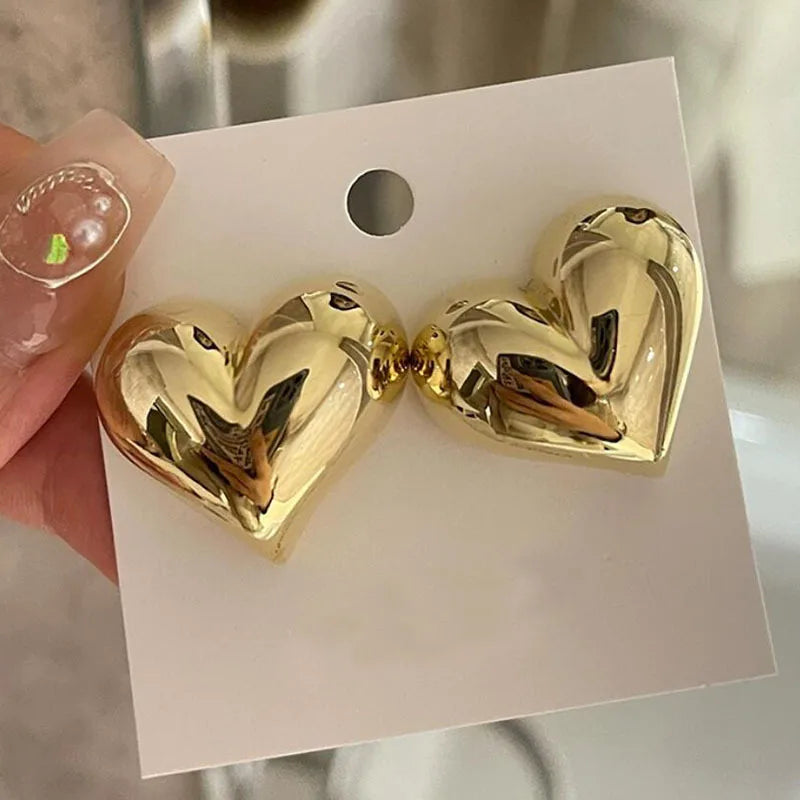 Smooth Silver Love Heart Stud Earrings by Tamxo™ - Elegant Wedding Jewelry