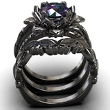 Tamxo™ Elegant Three Piece Zircon Women's Ring Set in Rose Gold and Gun Black