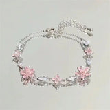 Tamxo™ Crystal Cherry Blossom Bracelet - Sweet, Shiny Pink Flowers Zircon Bow Aesthetic
