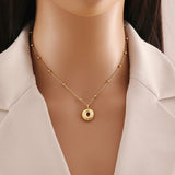 Tamxo™ 14k Gold Plated Initial Letter Pendant Necklace for Women - Ball Chain Jewelry