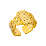 Tamxo™ Vintage Gold Plated Initial Letter Stainless Steel Women's Rings