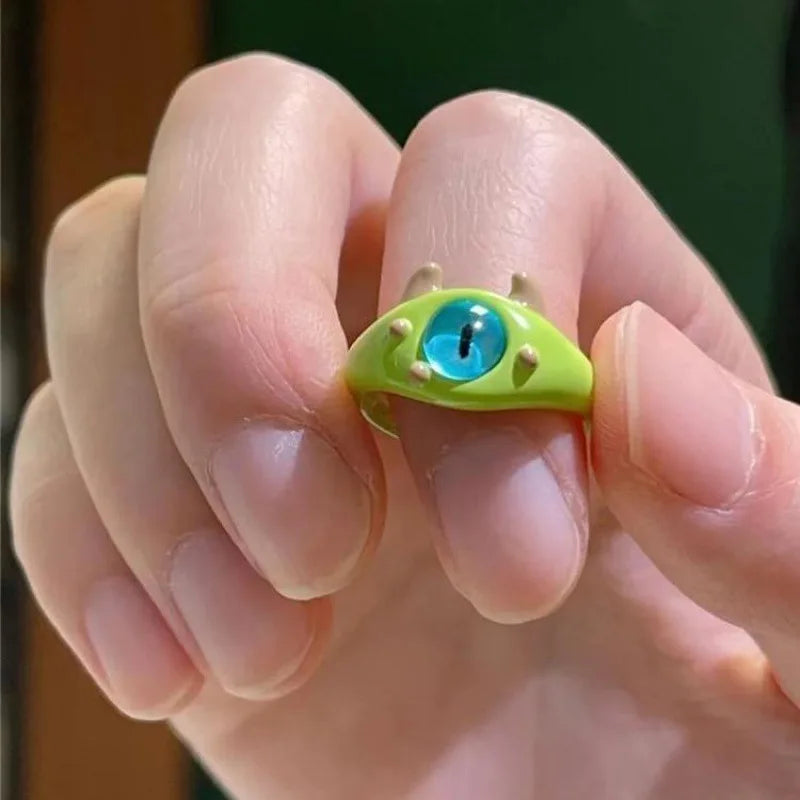 Tamxo™ Colorful Big Eye Cat Monster Punk Rings for Women Men Y2K Fashion Jewelry Gift