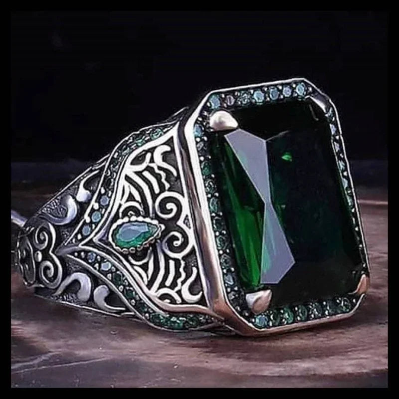 Tamxo™ Ethnic Texture Inlaid Zircon Boys Casual Business Ring