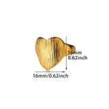 Tamxo™ Retro Bark Pattern Heart Wide Gold Ring for Women - Stainless Steel Wedding Charm Jewelry
