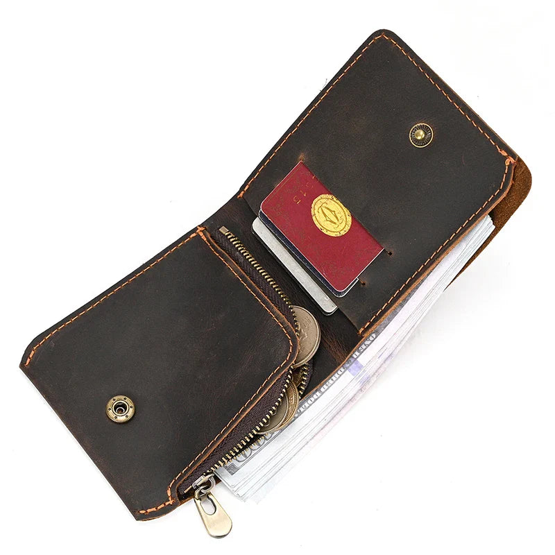 Tamxo™ Men's Retro Leather Bifold Wallet with Coin Purse and Card Holder