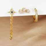Elegant Star Pendant Earrings Set - Tamxo™ Stainless Steel Zircon Ear Studs