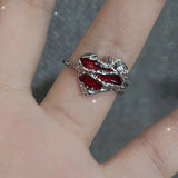 Tamxo™ Red Crystal Love Heart Cross Gothic Punk Ring Set