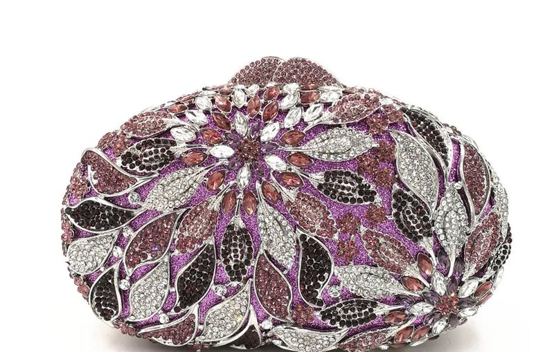 Tamxo™ Elegant Orange Diamond Evening Clutch – Crystal Wedding Bridal Handbag