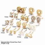 Tamxo™ 12 Pairs Cute Crystal Heart Stud Earrings Set for Women Wedding Jewelry