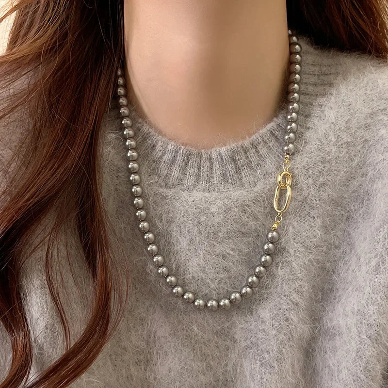 Tamxo™ Grey Pearl Choker Necklace - High-Grade Luxe Fashion Accessory