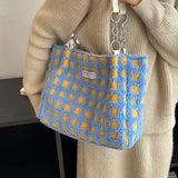Tamxo™ Plush Plaid Canvas Shoulder Bag: Trendy Large Capacity Handbag for Women - 2024 New Collection.