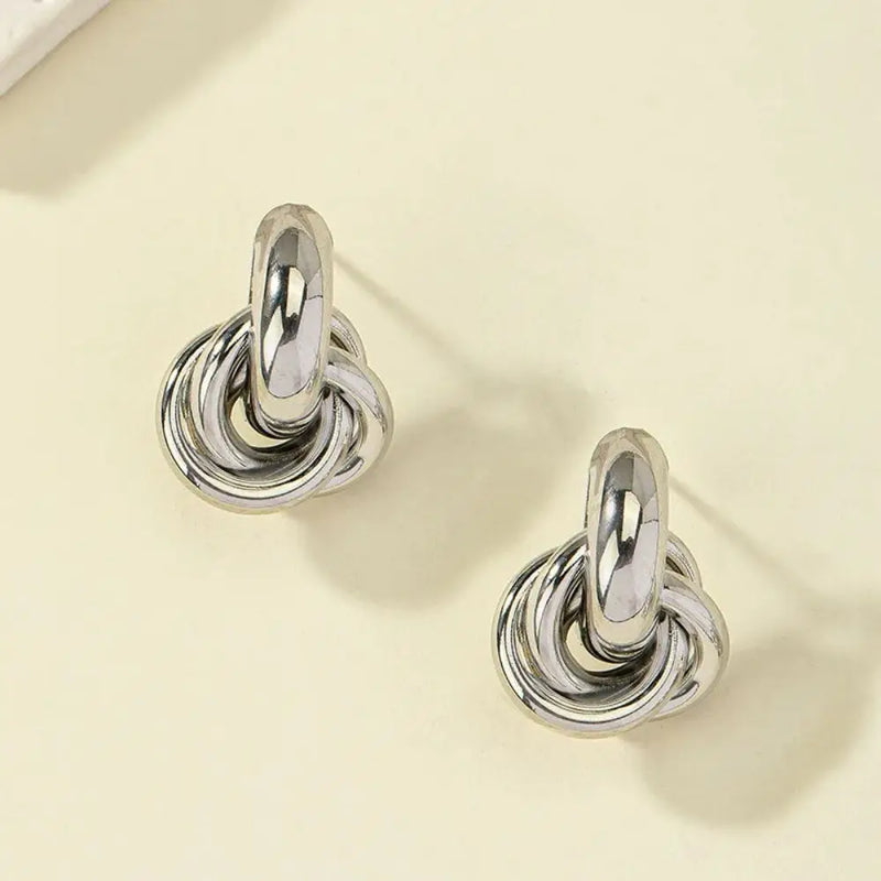 Tamxo™ Gold Silver Knot Hoop Earrings | Shiny Plating Studs | Trendy Daily Wear Jewelry