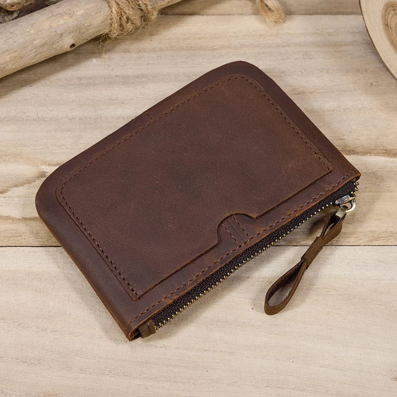 Tamxo™ Genuine Leather Coin Purse Men's Short Wallet with Key Ring