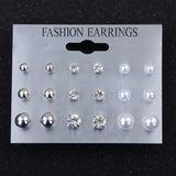 Tamxo™ 12 Pairs Cute Crystal Heart Stud Earrings Set for Women Wedding Jewelry