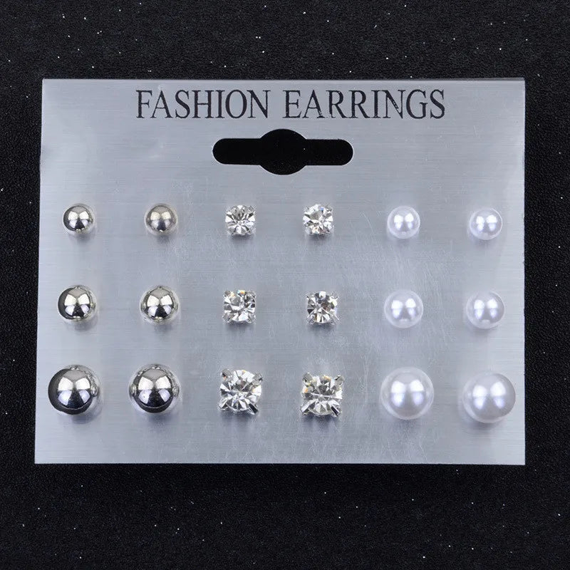 Tamxo™ 12 Pairs Cute Crystal Heart Stud Earrings Set for Women Wedding Jewelry