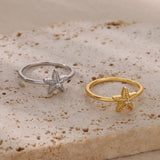 Zircon Star Stainless Steel Ring - Tamxo™ Gold Starfish Women's Rings
