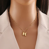 Tamxo™ 14k Gold Plated Initial Letter Pendant Necklace for Women - Ball Chain Jewelry