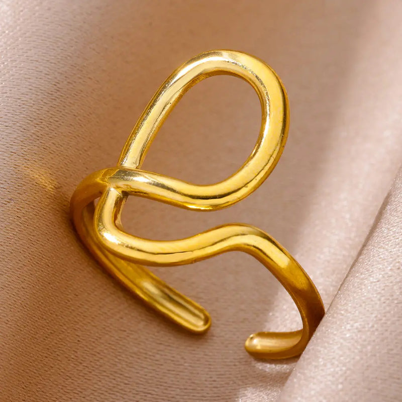 Tamxo™ Gold Stainless Steel Wide Open Finger Ring for Women, Aesthetic Jewelry