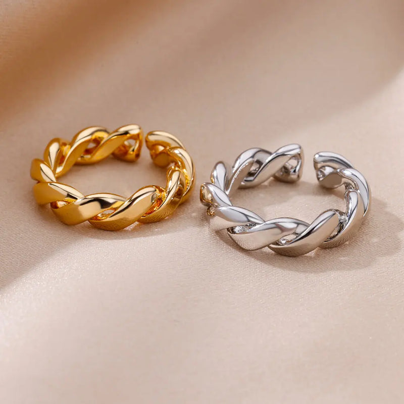 Tamxo™ Gold Plated Stainless Steel Adjustable Couple Ring Set