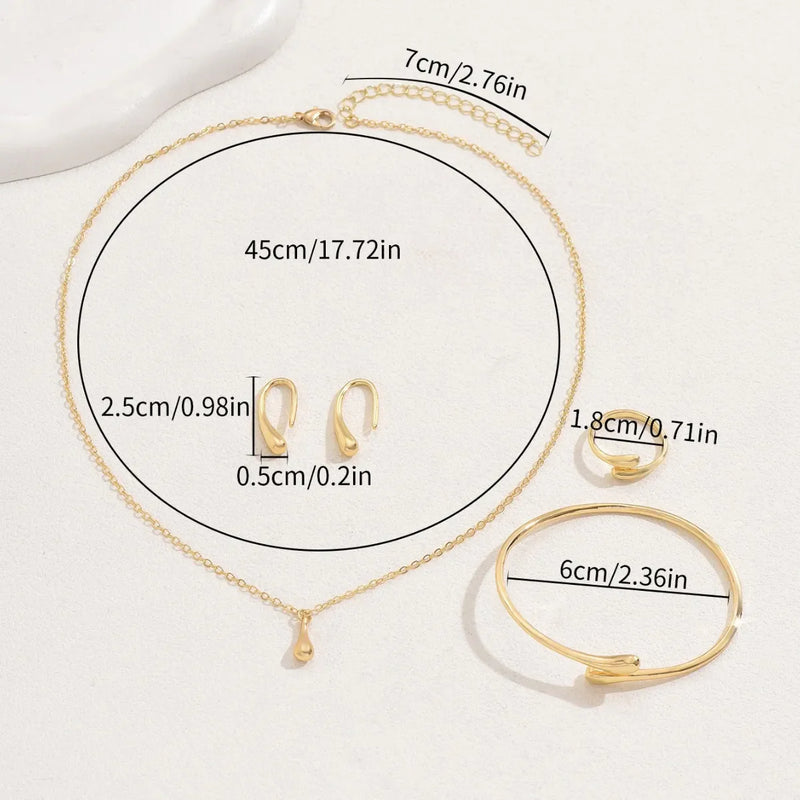Tamxo™ Teardrop Earring Bracelet Ring Set - Sterling Silver Luxury Jewelry Gift