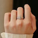 Tamxo™ Sparkling Crown Crystal Rings Set - Women's Adjustable Silvery Queen Jewelry