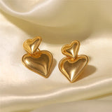 Tamxo™ 18K Gold Plated Stainless Steel Heart Drop Earrings for Women