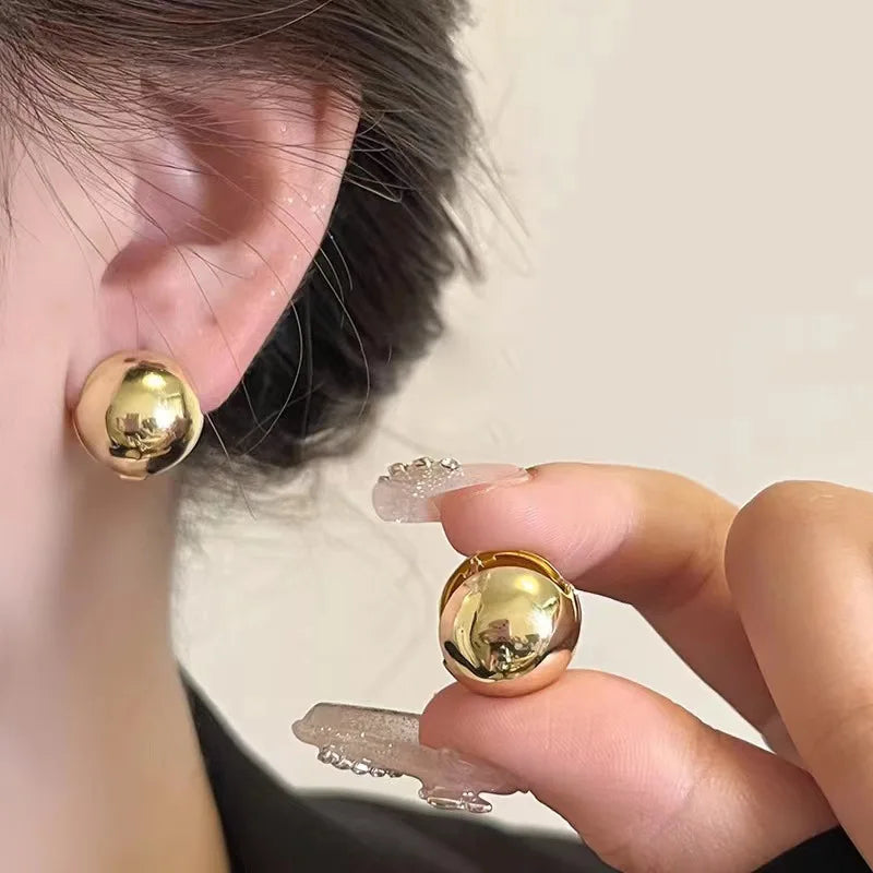 Tamxo™ Geometric Half Metal Big Ball Stud Earrings for Women Girls Party