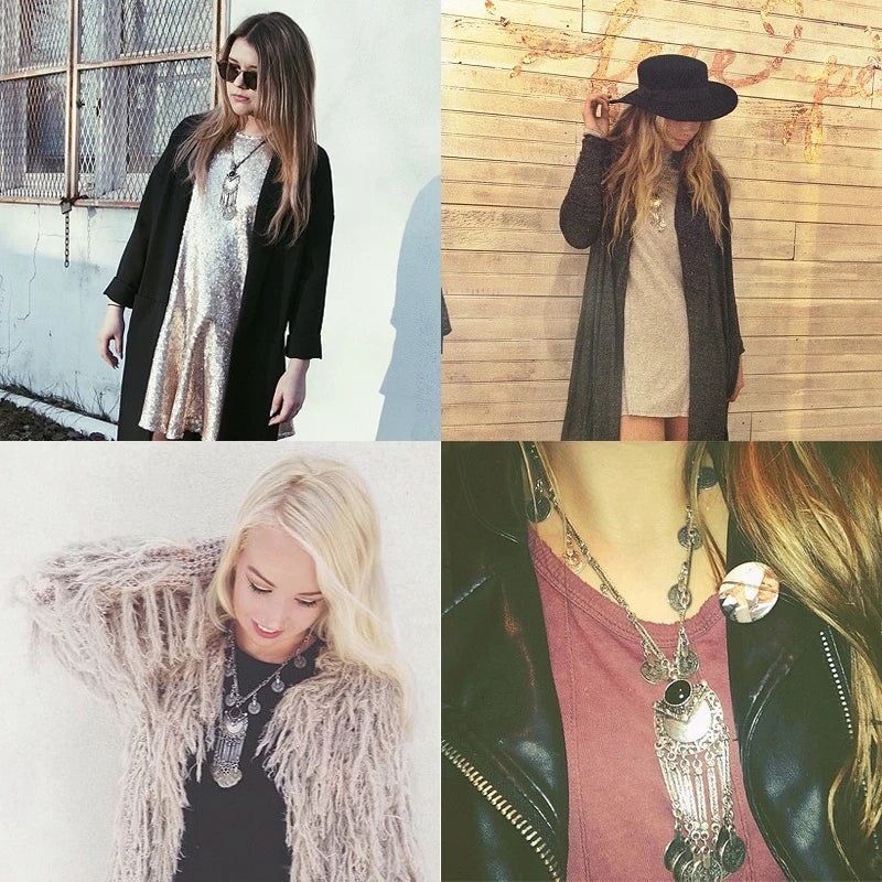 Bohemian Coin Tassel Necklace Vintage Ethnic Gypsy Beach Jewelry by Tamxo™