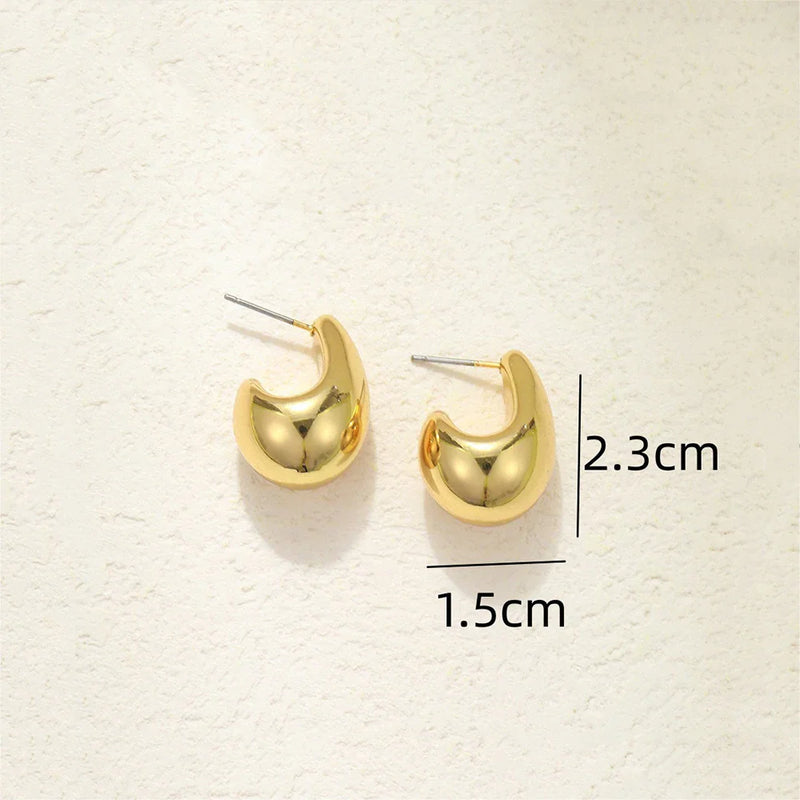 Tamxo™ Chunky Dome Drop Earrings - Gold Plated Stainless Steel Teardrop Statement Jewelry