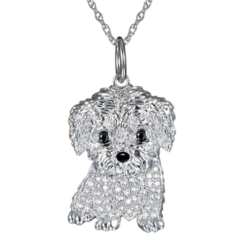 Tamxo™ Cavalier Rhinestone Necklace: Exquisite Pet Memorial Jewelry, Dog Lover Gift