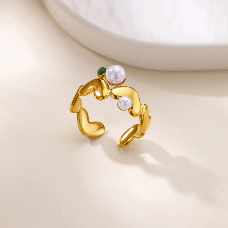 Tamxo™ Multi Heart Zirconia Ring Set - Elegant Golden Wedding Jewelry