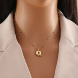 Tamxo™ 14k Gold Plated Initial Letter Pendant Necklace for Women - Ball Chain Jewelry