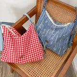 Tamxo™ Red Plaid Shoulder Backpack: Elegant, Stylish, and Spacious