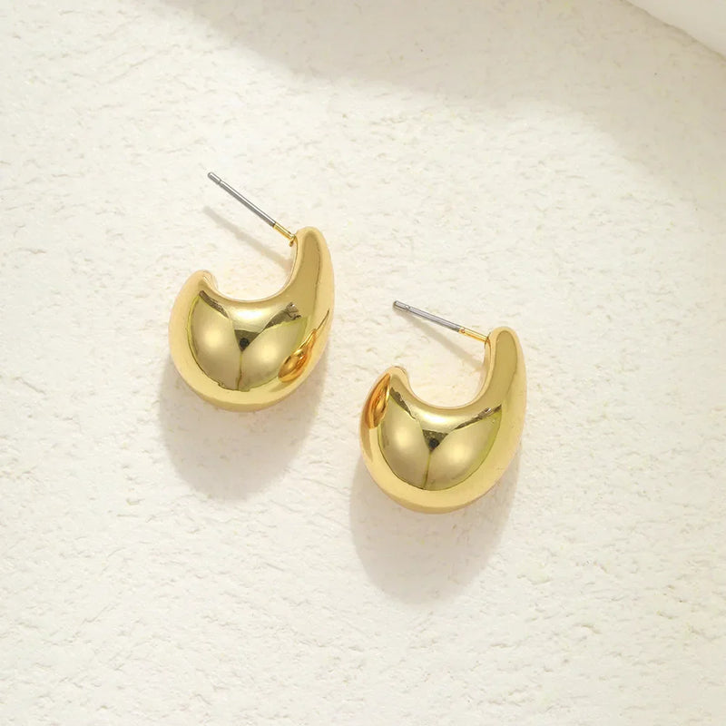 Tamxo™ Chunky Dome Drop Earrings - Gold Plated Stainless Steel Teardrop Statement Jewelry