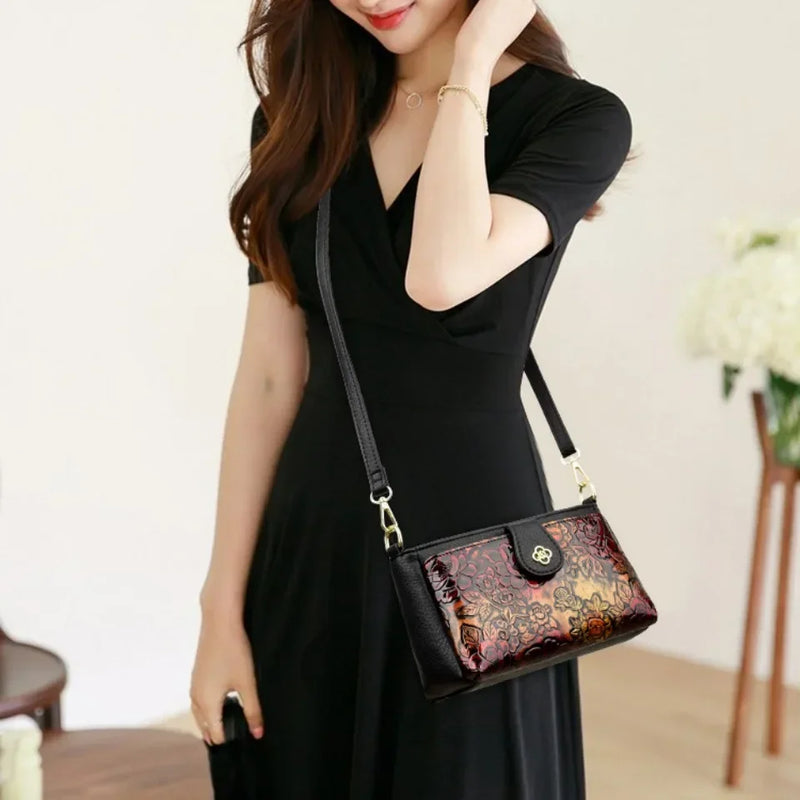 Tamxo™ Retro Ethnic Floral Pattern Leather Shoulder Bag Crossbody Luxe Designer