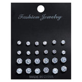 Tamxo™ 12 Pairs Cute Crystal Heart Stud Earrings Set for Women Wedding Jewelry