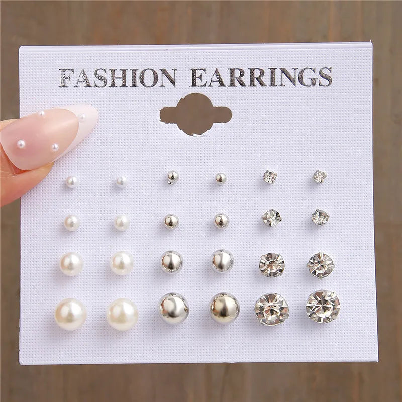 Tamxo™ 12 Pairs Cute Crystal Heart Stud Earrings Set for Women Wedding Jewelry