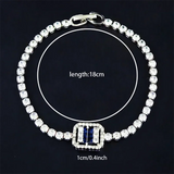 Luxury Green Blue Rectangle Charm Silver Bracelet for Women by Tamxo™
