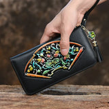 Tamxo™ Floral Cow Leather Purse: Genuine Leather Wallet Bag Women's Card Holder Clamp