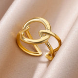 Tamxo™ Gold Stainless Steel Wide Open Finger Ring for Women, Aesthetic Jewelry
